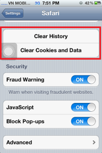 Clear Cookies & Data on iPhone